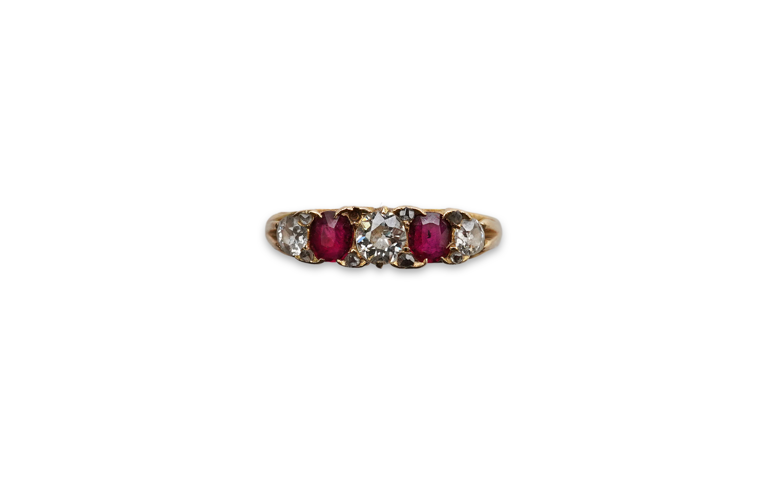 A ruby and diamond five-stone ring, early 20th century
